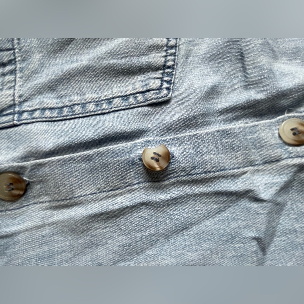 Kut from the Kloth Chambray Denim Shirt Dress | Button Front Raw Hem | women’s M - Picture 2 of 5